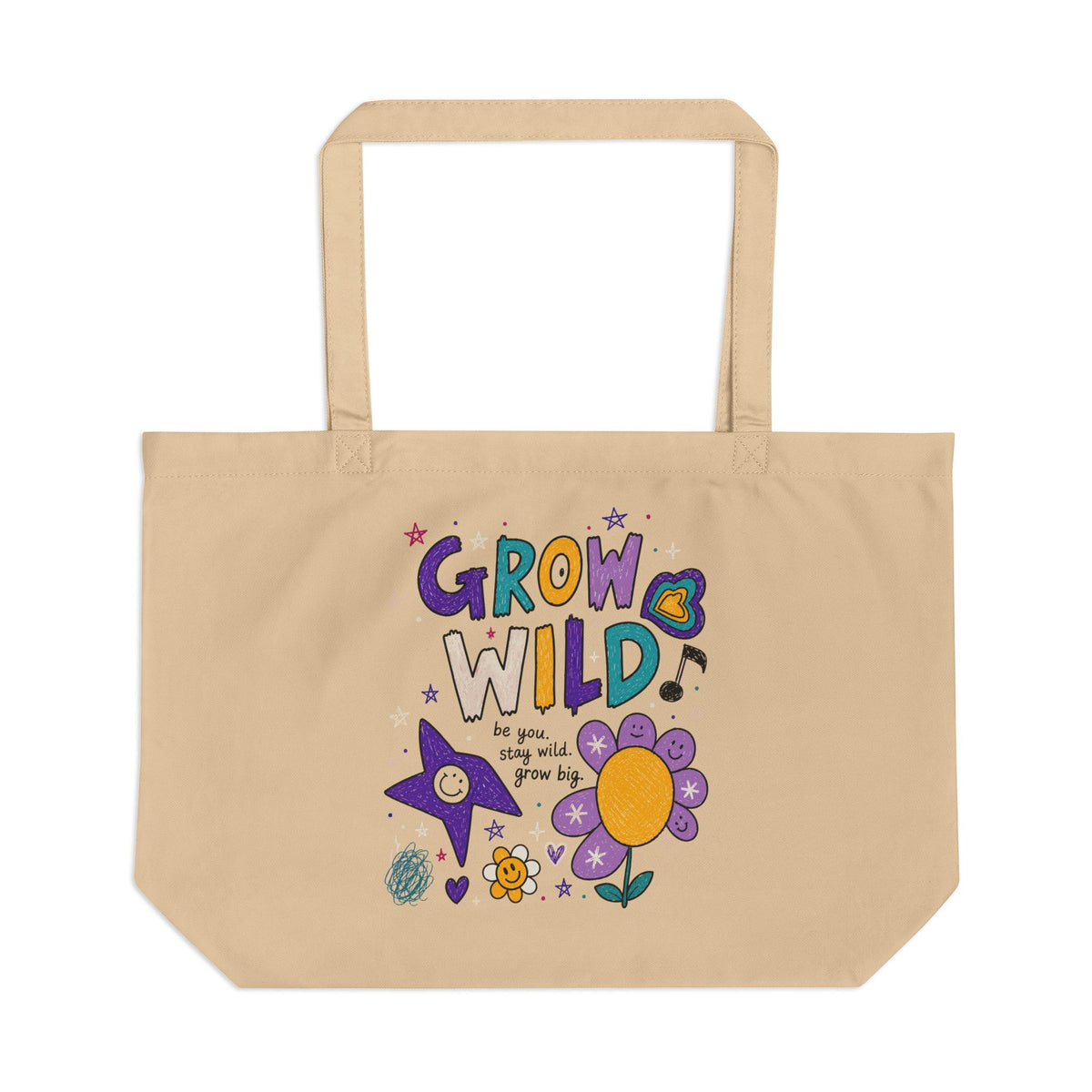 Grow Wild Canvas Tote — "Grow Wild" Floral Eco Shopper